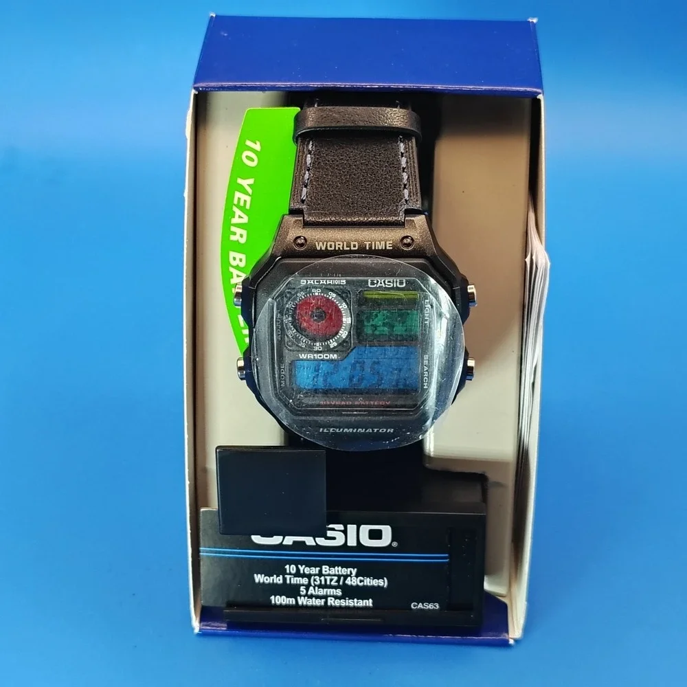 New!‎ 2026 Casio AE1200WH Royale World Time Stained Glass Dial Mens Quartz Watch